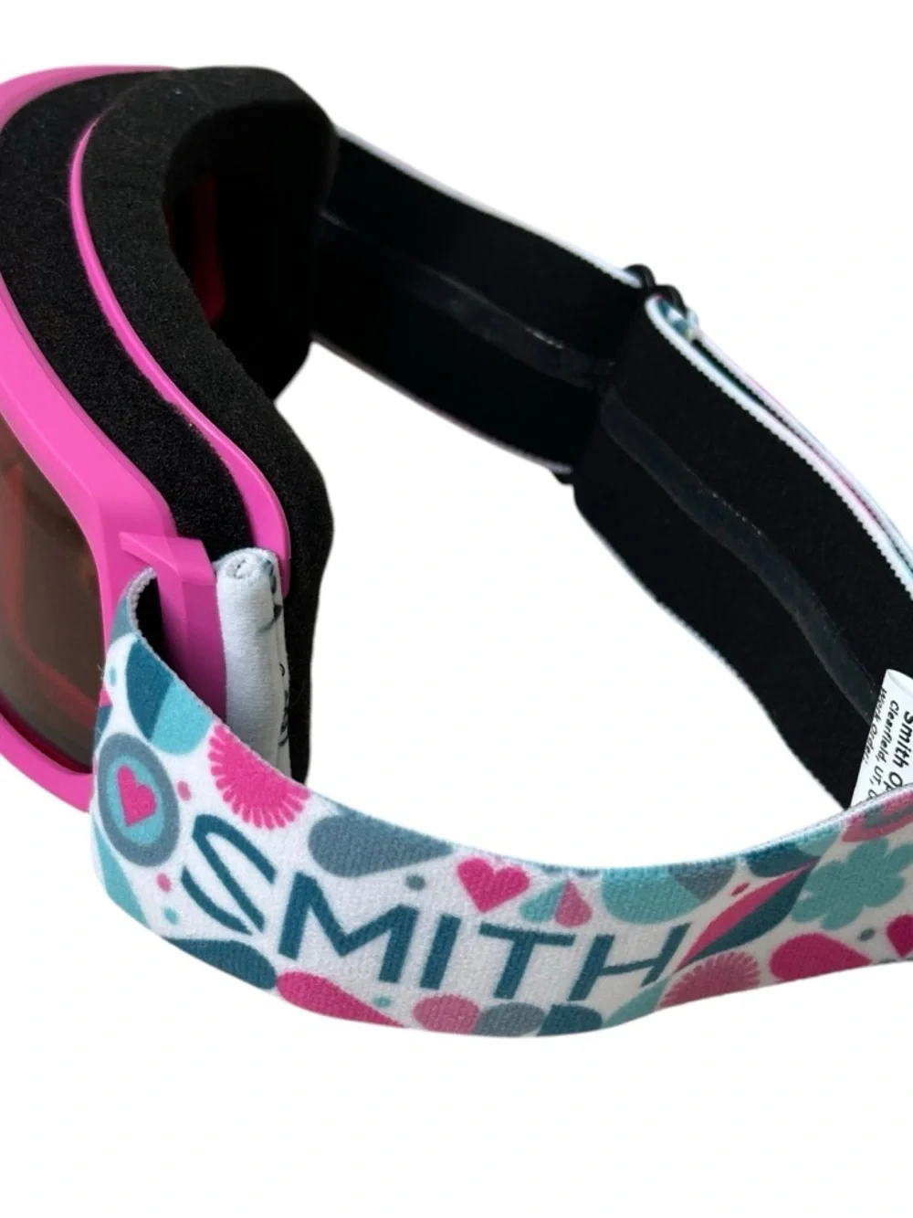 SMITH Hot Pink Ski Goggles with Amber Lens and Patterned Strap